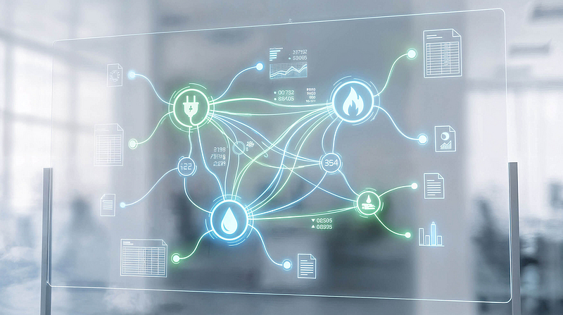 Digitale Darstellung vernetzter Messstellen für Strom, Gas, Wasser und Wärme